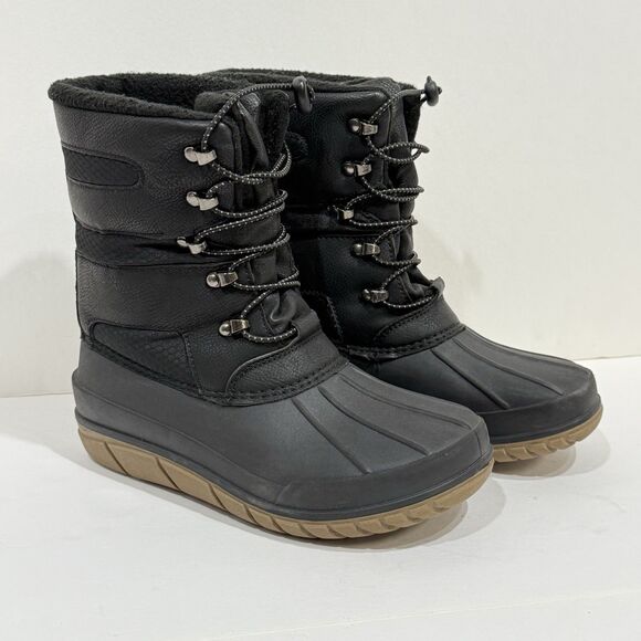 High Sierra Blaine Winter Snow Boots Waterproof Black with Leather Youth Size 3M - Picture 2 of 13